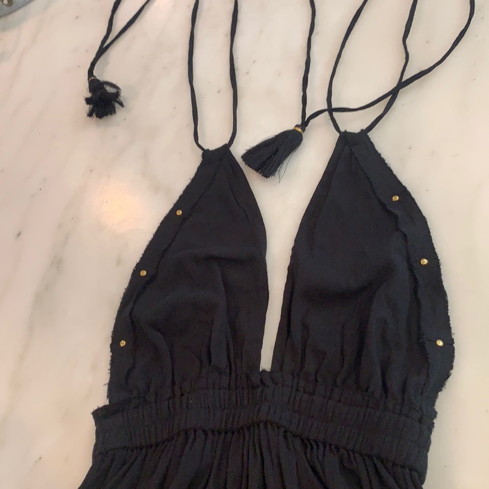 LoveShackFancy black halter tie maxi. Neverworn